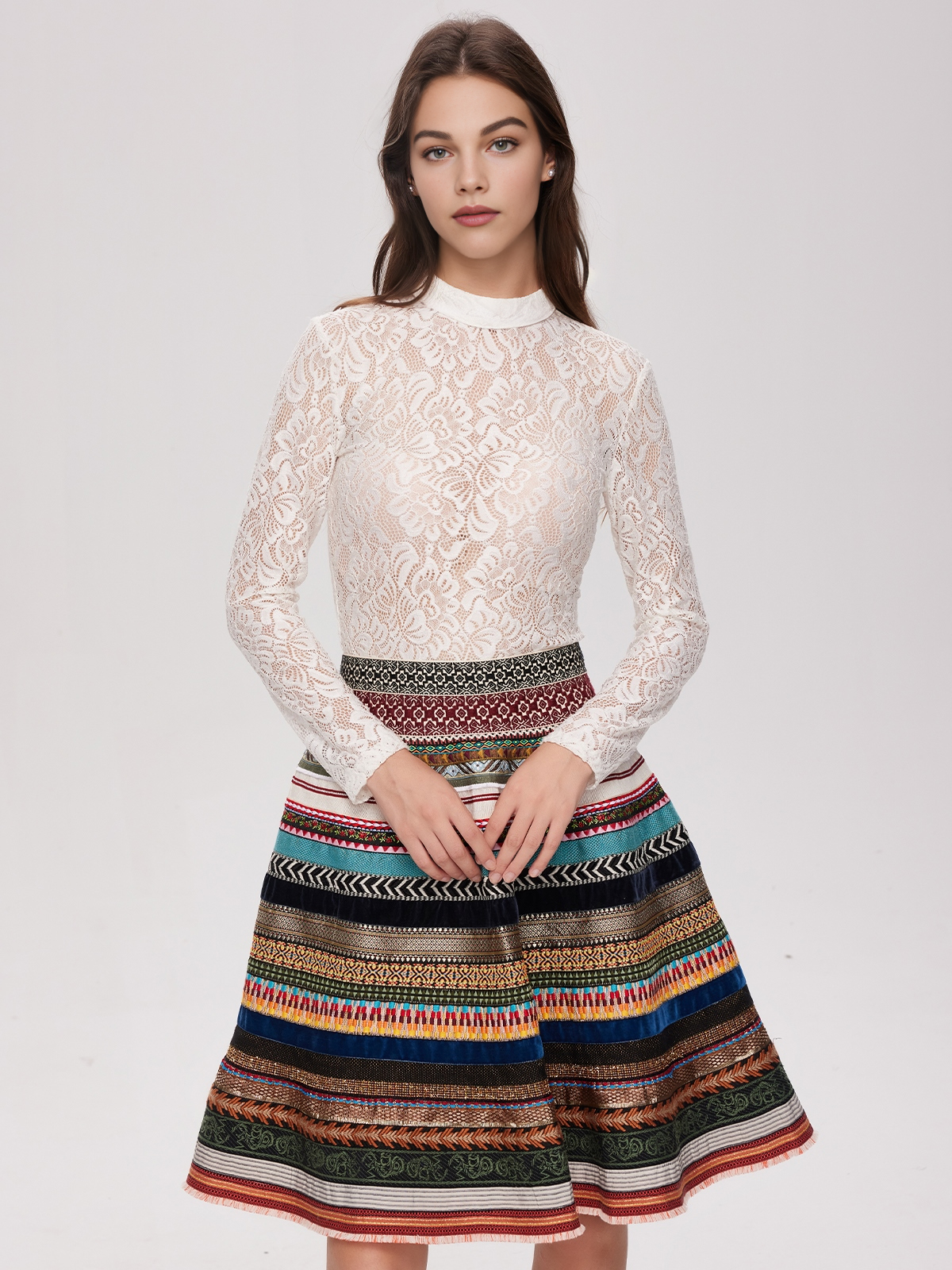 Samt Dirndl Beige