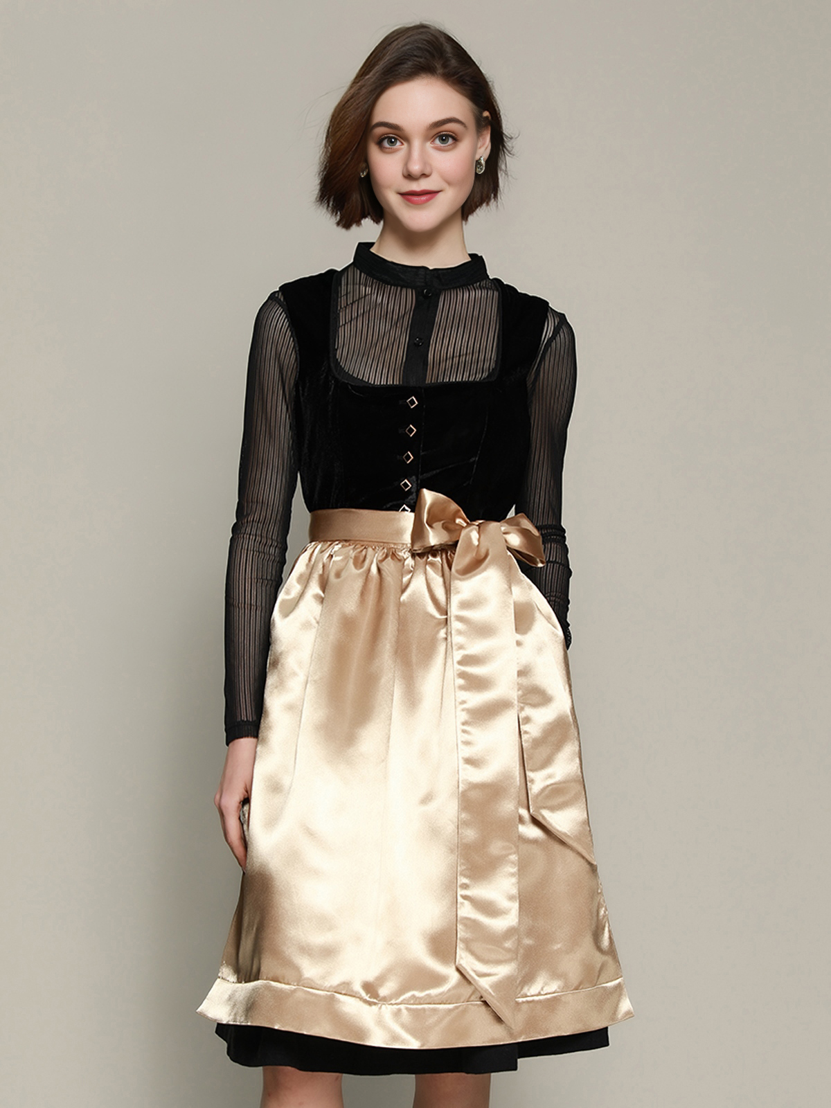 Modernes Dirndl in blau mit schlanker Silhouette