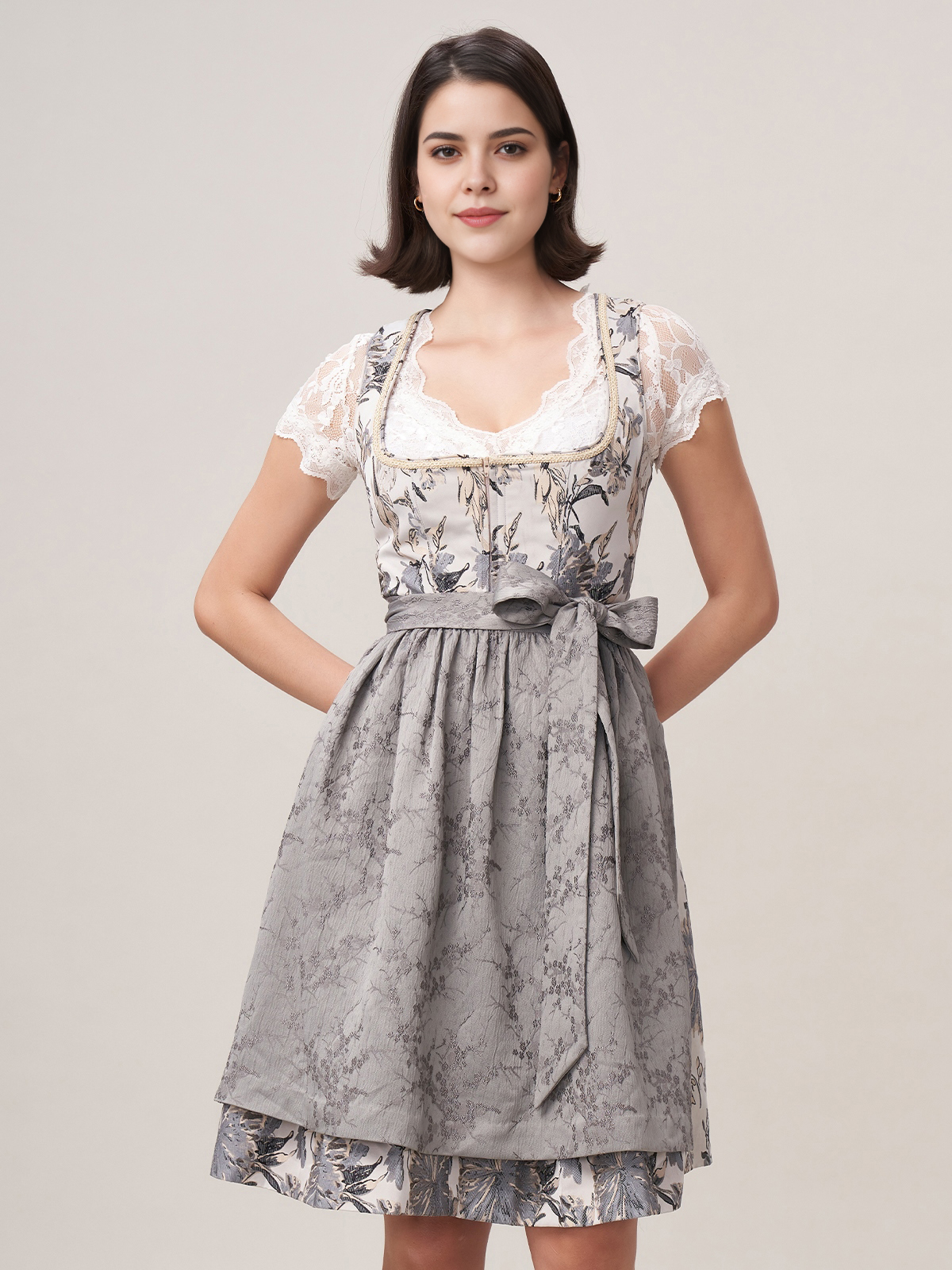 Dirndl Grün in Grau – Eleganz pur