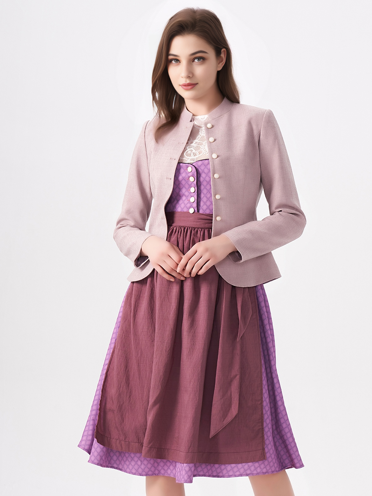 Elegantes lila Dirndl mit modernem Schnitt